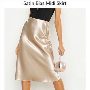 Satin Gold Midi Skirt